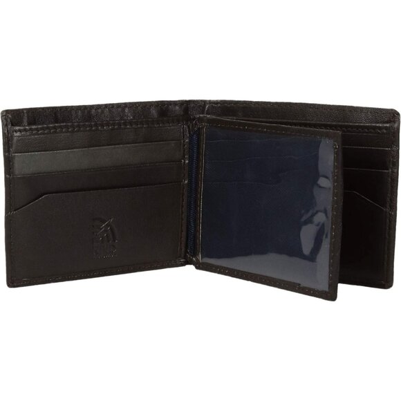 Mens Brown Glove Slim Leather Wallet with Extra Capacity Attached Flip Pockets - Picture 5 of 5